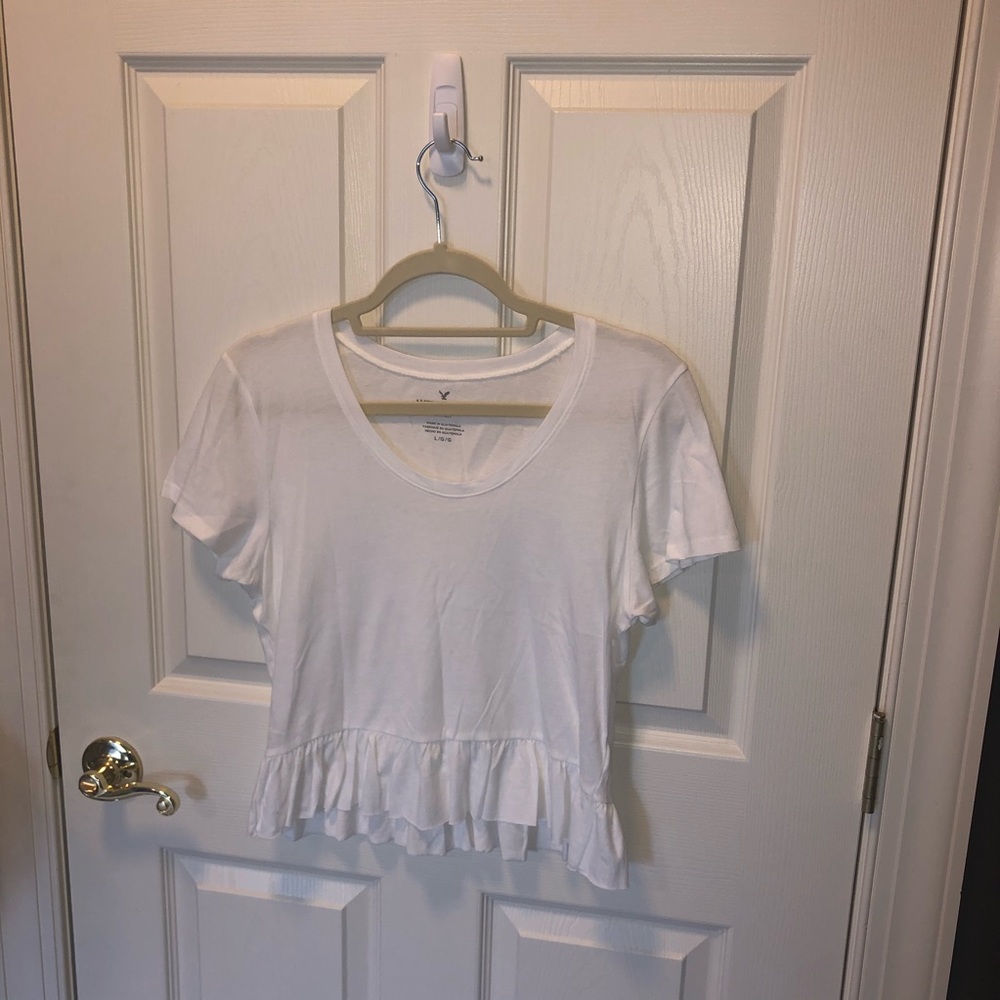 American Eagle White High Low Top L or M